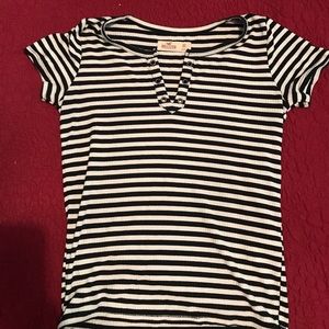 Hollister striped vneck top